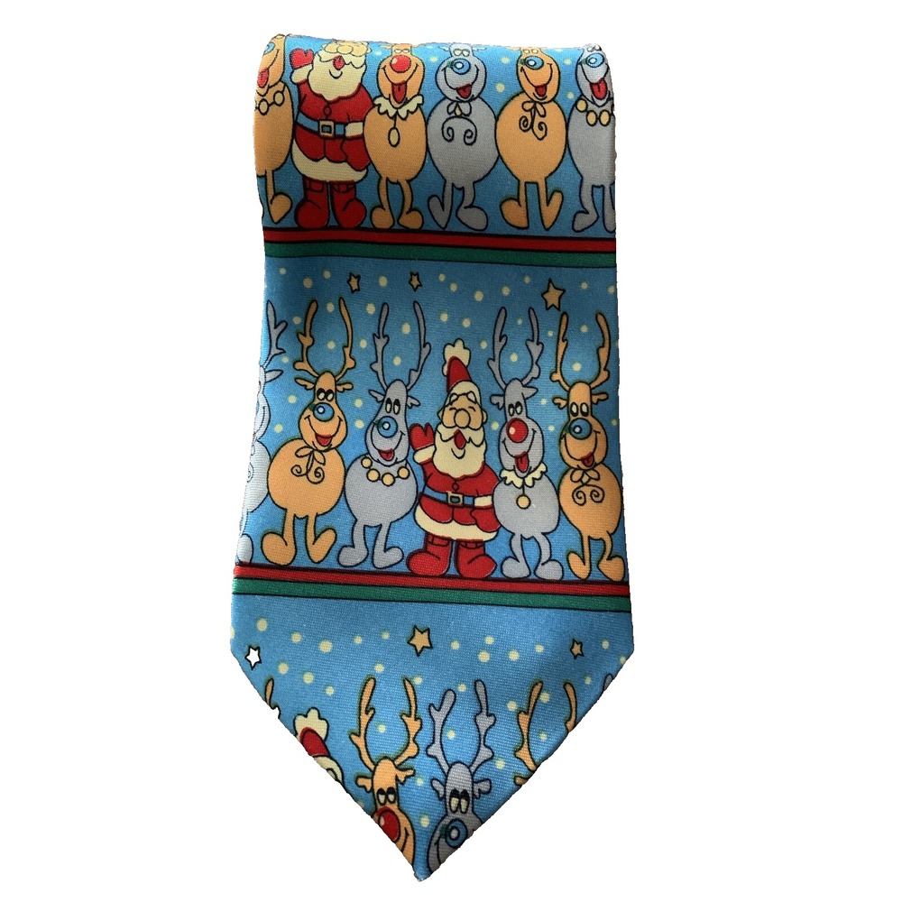 Christmas Tie Santa And The Reindeer's